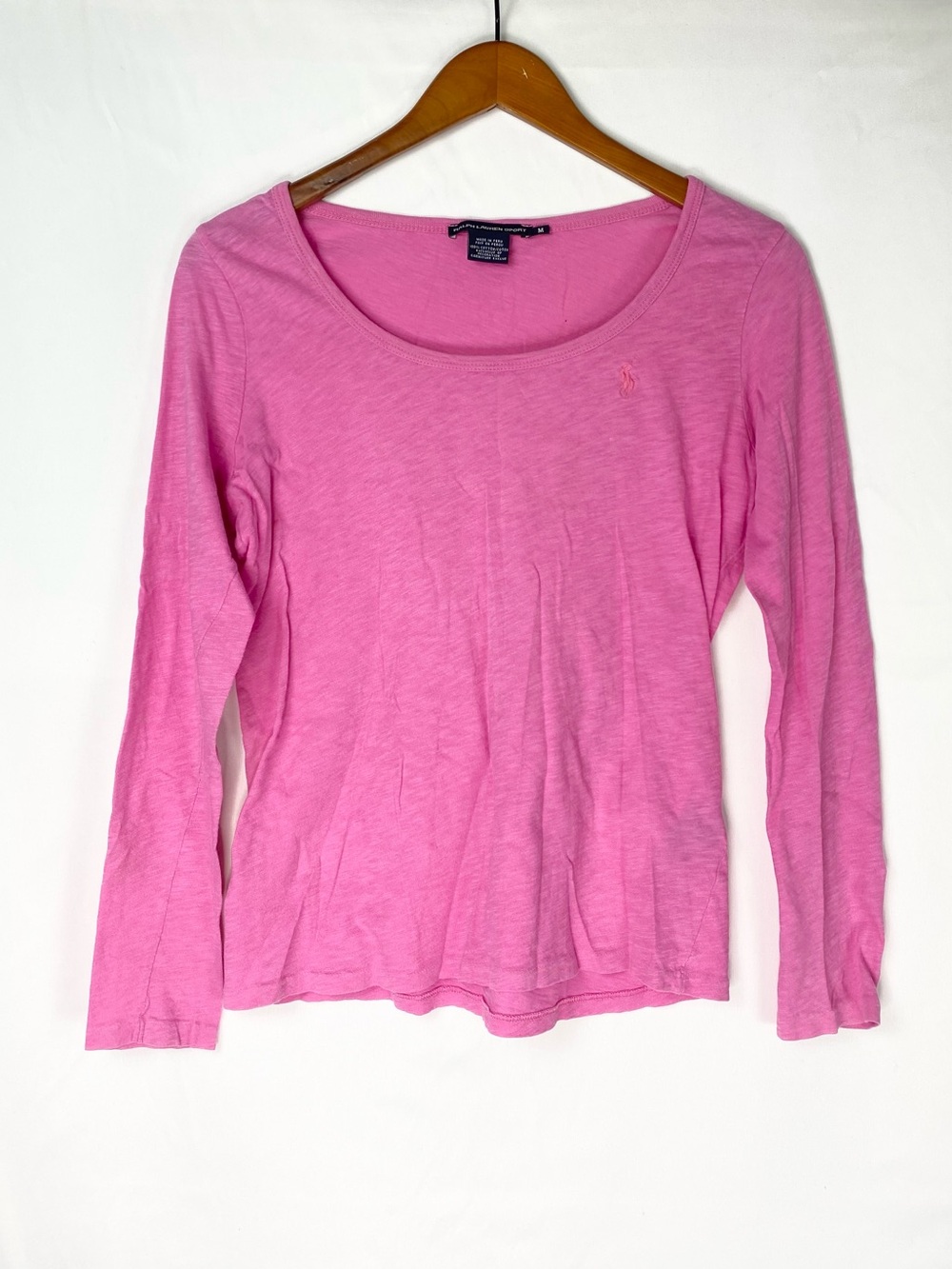 Polo Ralph Lauren Sport Pink Long Sleeve Scoop Neck Tee Pink Size Medium
